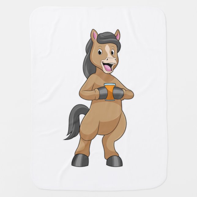 Horse with Mug of Orange juice Baby Blanket (Front)