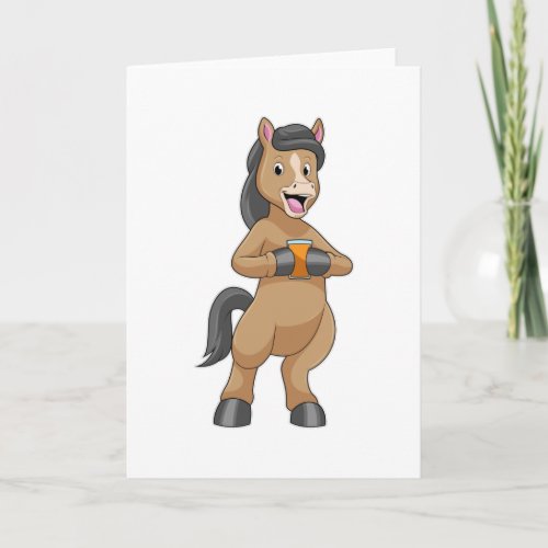 Horse with Mug of Orange juice Card