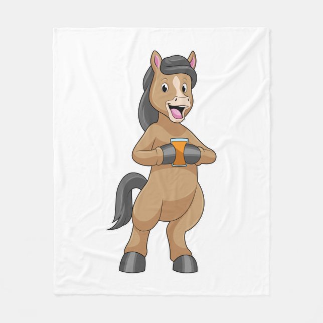 Horse with Mug of Orange juice Fleece Blanket (Front)