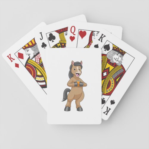 Horse with Mug of Orange juice Poker Cards