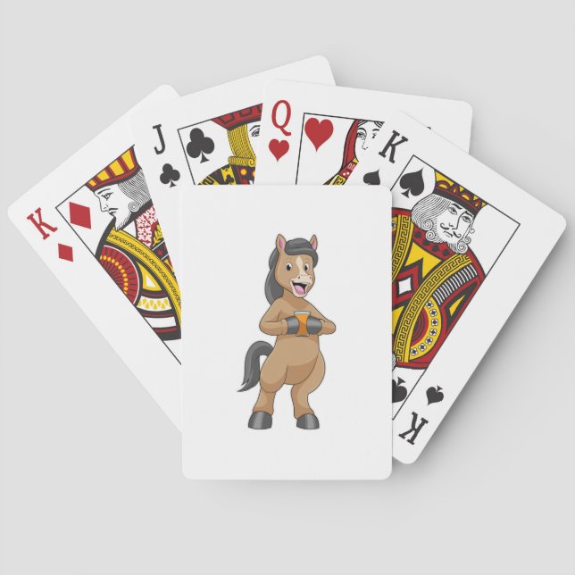 Horse with Mug of Orange juice Poker Cards (Back)