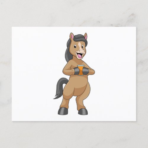 Horse with Mug of Orange juice Postcard