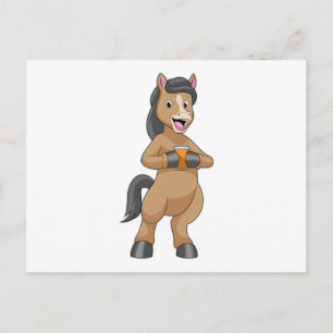 Horse with Mug of Orange juice Postcard