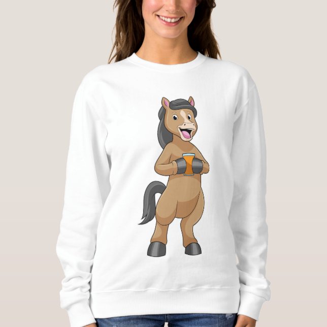 Horse with Mug of Orange juice Sweatshirt (Front)