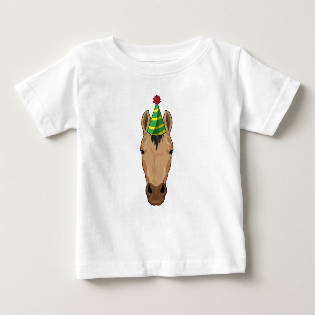 Horse with Party hat Baby T-Shirt (Front)