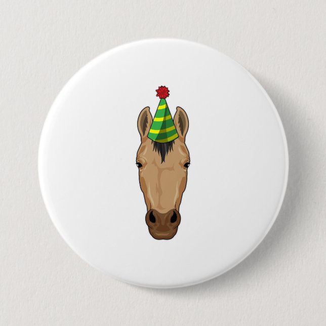 Horse with Party hat Button (Front)
