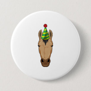 Horse with Party hat Button