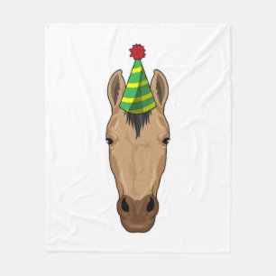 Horse with Party hat Fleece Blanket