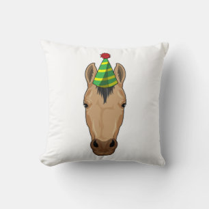 Horse with Party hat Throw Pillow