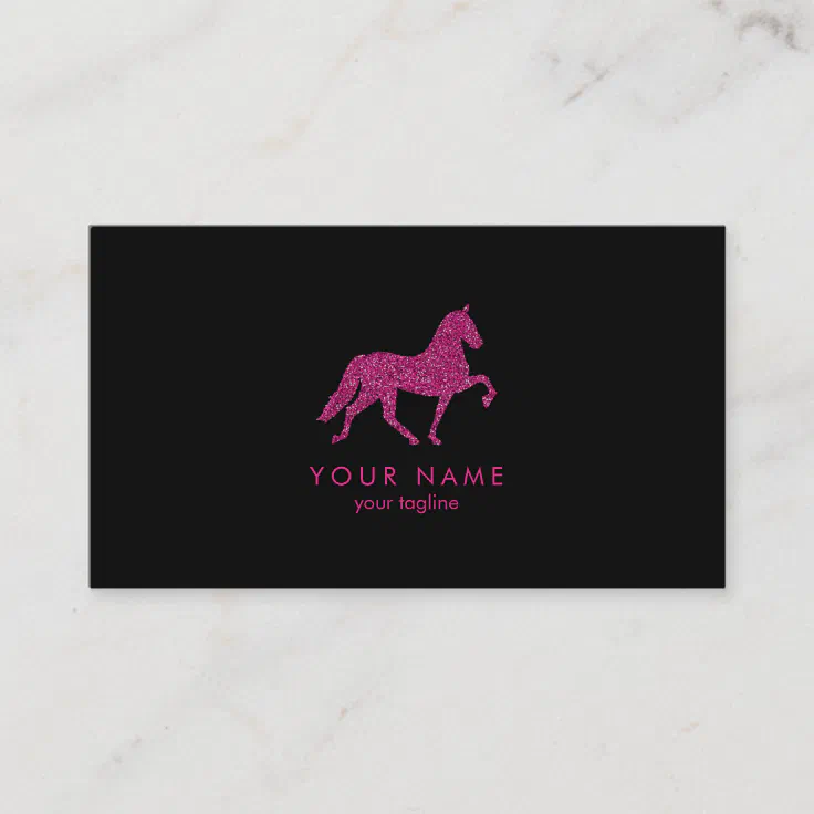 Horse with Pink Glitter Horse Trainer Business Card Zazzle
