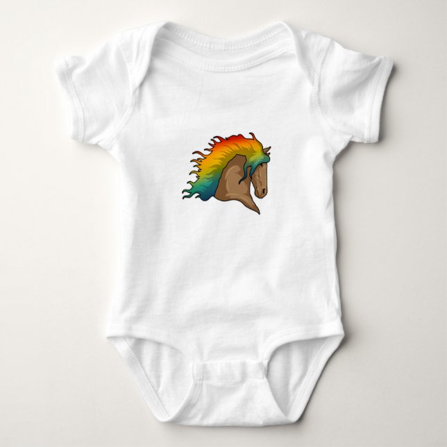 Horse with Rainbow Hairs Baby Bodysuit (Front)
