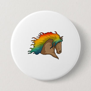 Horse with Rainbow Hairs Button