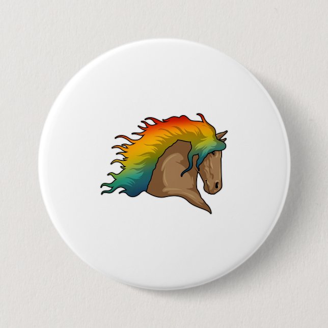 Horse with Rainbow Hairs Button (Front)