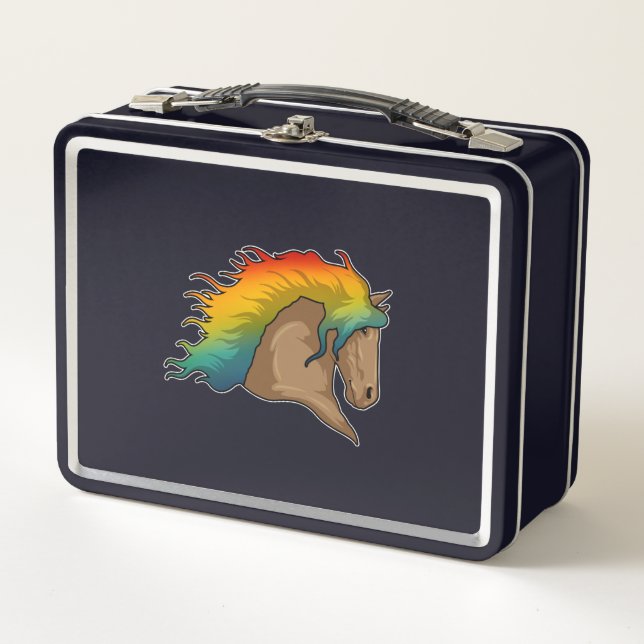 Horse with Rainbow Hairs Metal Lunch Box (Front)