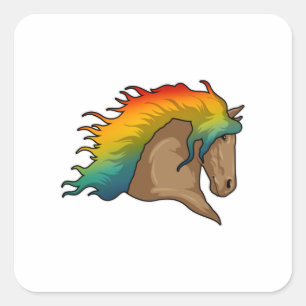 Horse with Rainbow Hairs Square Sticker