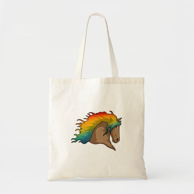 Horse with Rainbow Hairs Tote Bag (Front)