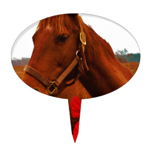 Horse with Red Bow Cake Topper