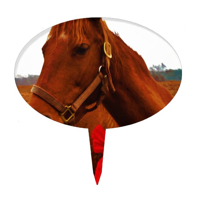 Horse with Red Bow Cake Topper (Front)