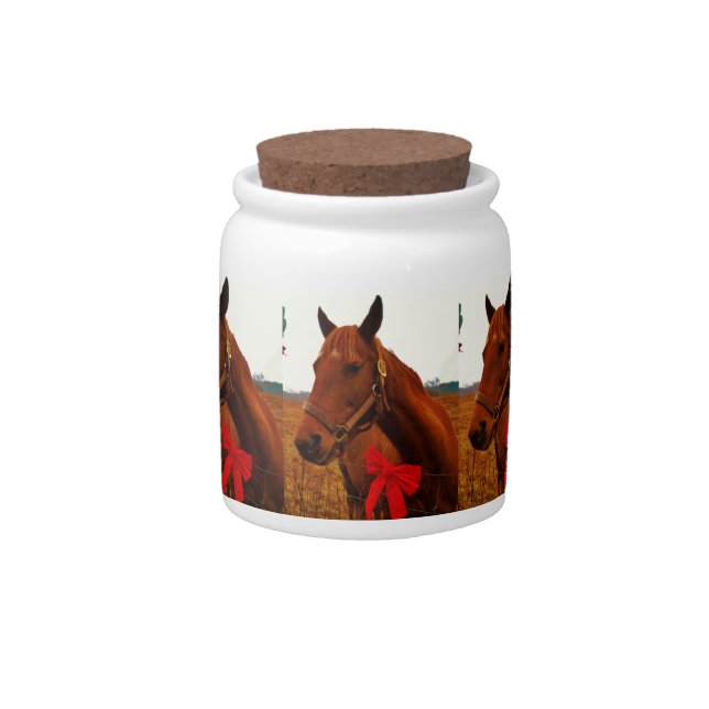 Horse with Red Bow Candy Jar (Front)