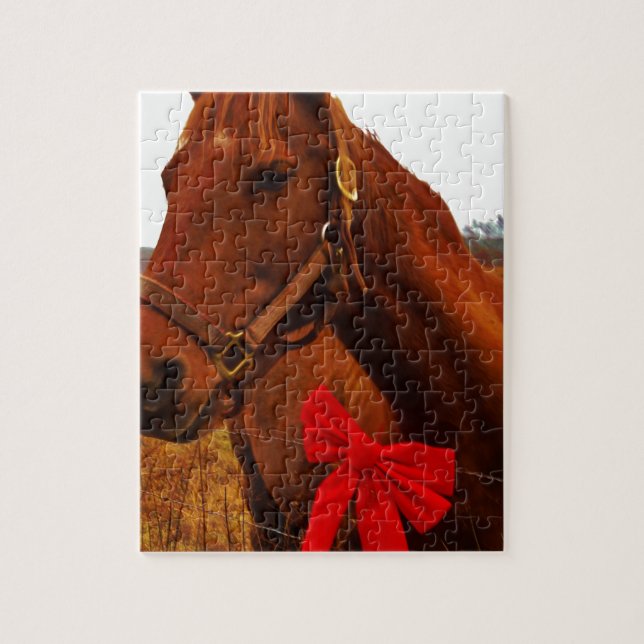 Horse with Red Bow Jigsaw Puzzle (Vertical)