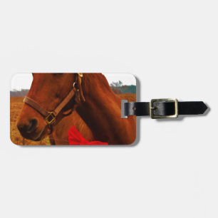 Horse with Red Bow Luggage Tag