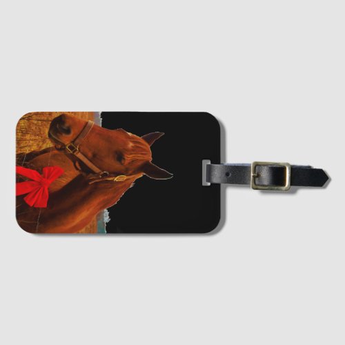 Horse with Red Bow Luggage Tag