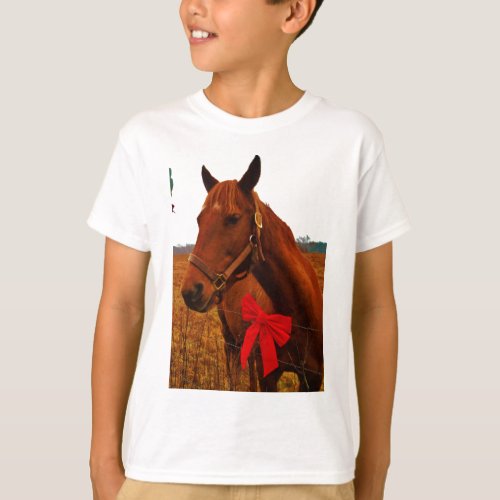 Horse with Red Bow T_Shirt
