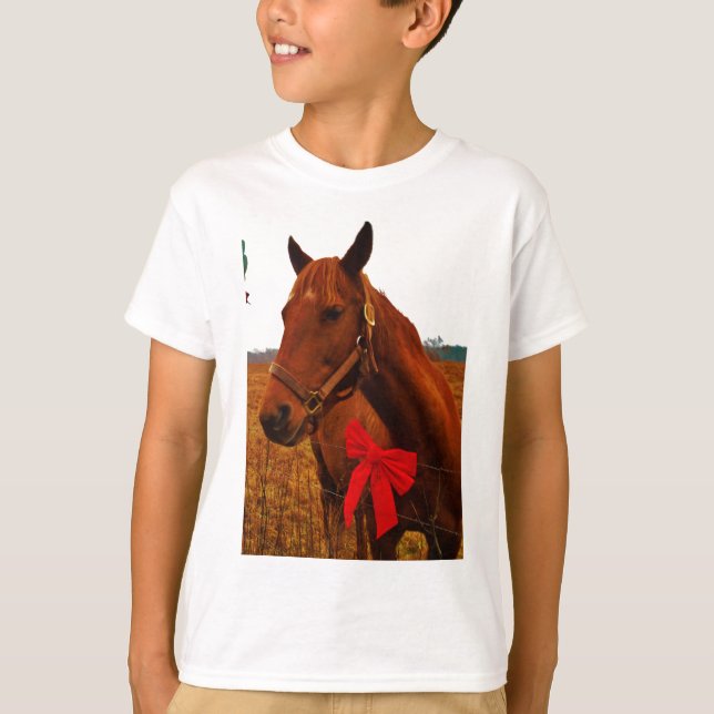 Horse with Red Bow T-Shirt (Front)