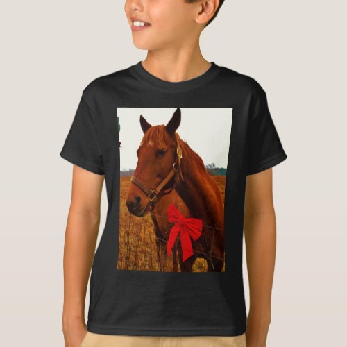 Horse with Red Bow T_Shirt