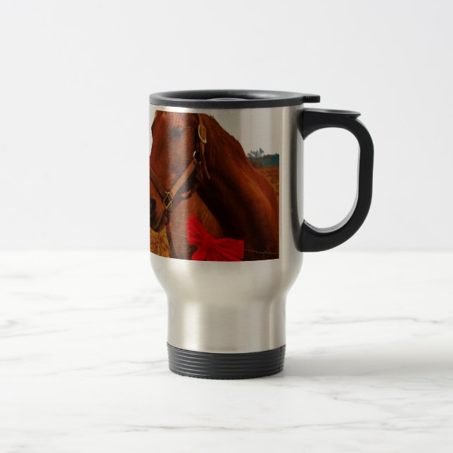 Horse with Red Bow Travel Mug (Right)