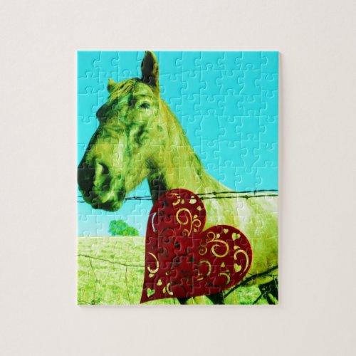 Horse with red hearts jigsaw puzzle