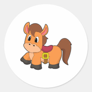 Horse with Saddle Classic Round Sticker