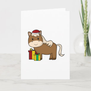 Horse with Santa hat & Gifts Card