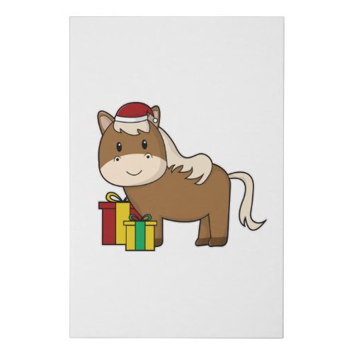 Horse with Santa hat  Gifts Faux Canvas Print
