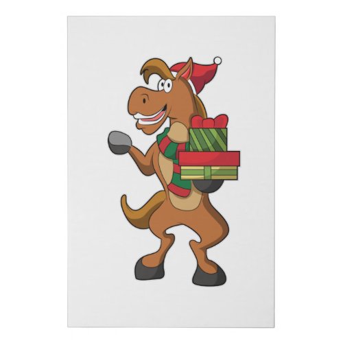 Horse with Scarf Santa hat  Gifts Faux Canvas Print