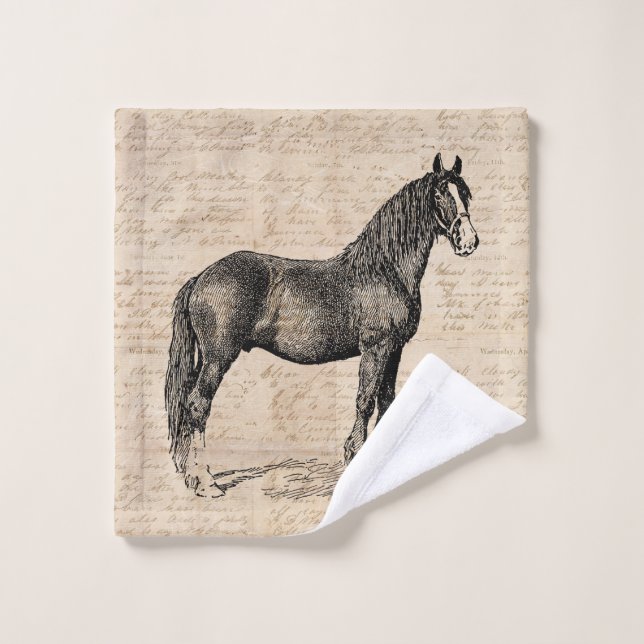 Horse with Script Paper Wash Cloth (Wash Cloth)