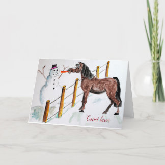 horse with snowman holiday card