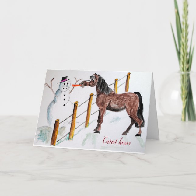 horse with snowman holiday card (Front)