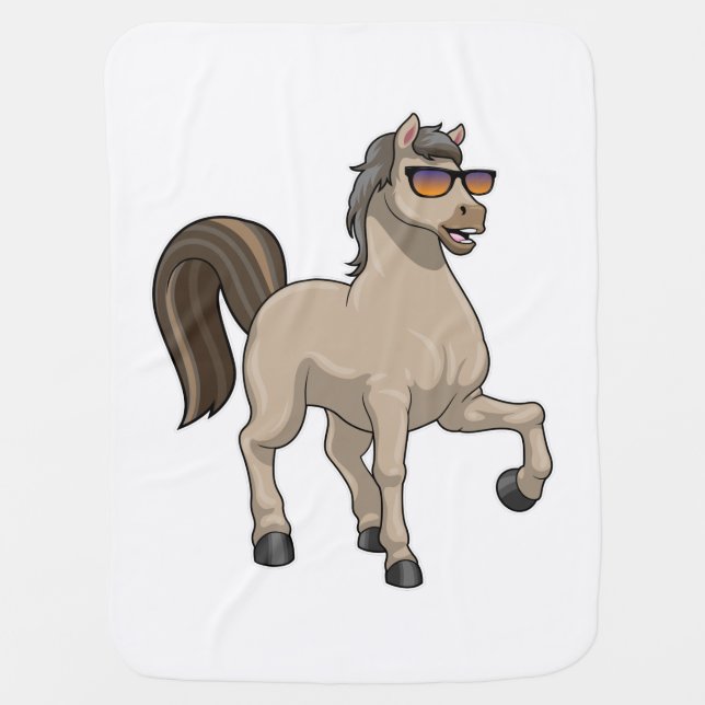 Horse with Sunglasses Baby Blanket (Front)