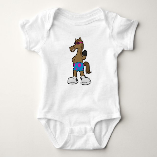 Horse with Sunglasses Baby Bodysuit (Front)