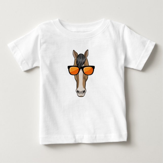 Horse with Sunglasses Baby T-Shirt (Front)