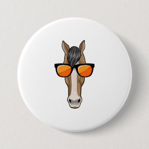 Horse with Sunglasses Button