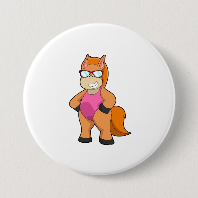 Horse with Sunglasses Button (Front)