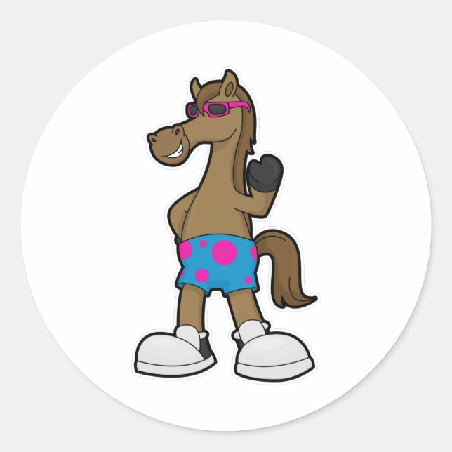 Horse with Sunglasses Classic Round Sticker (Front)