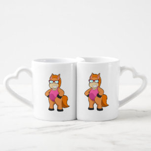 Horse with Sunglasses Coffee Mug Set