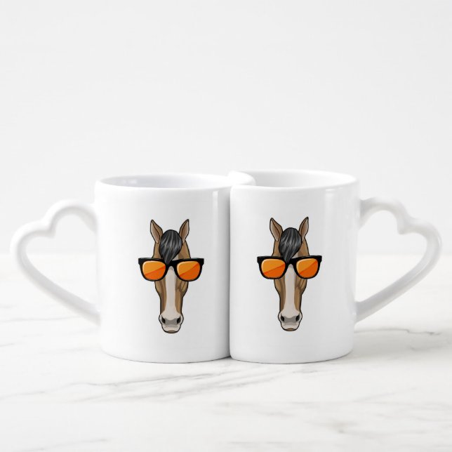 Horse with Sunglasses Coffee Mug Set (Front Nesting)