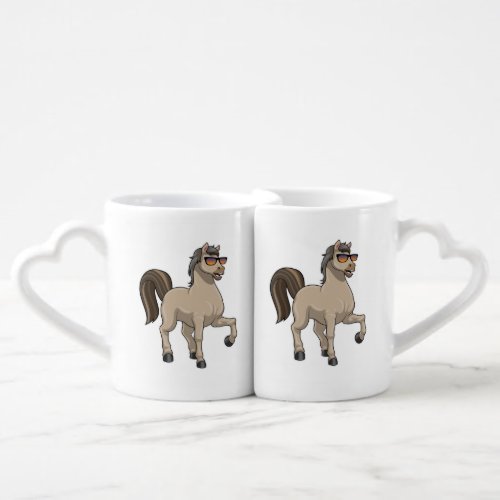 Horse with Sunglasses Coffee Mug Set