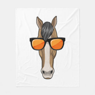 Horse with Sunglasses Fleece Blanket