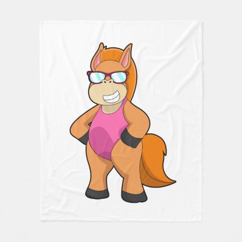 Horse with Sunglasses Fleece Blanket
