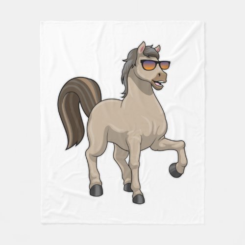 Horse with Sunglasses Fleece Blanket